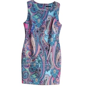 TOMMY HILFIGER SLEEVELESS MULTI COLOR PAISLEY SCUBA DRESS SIZE 8